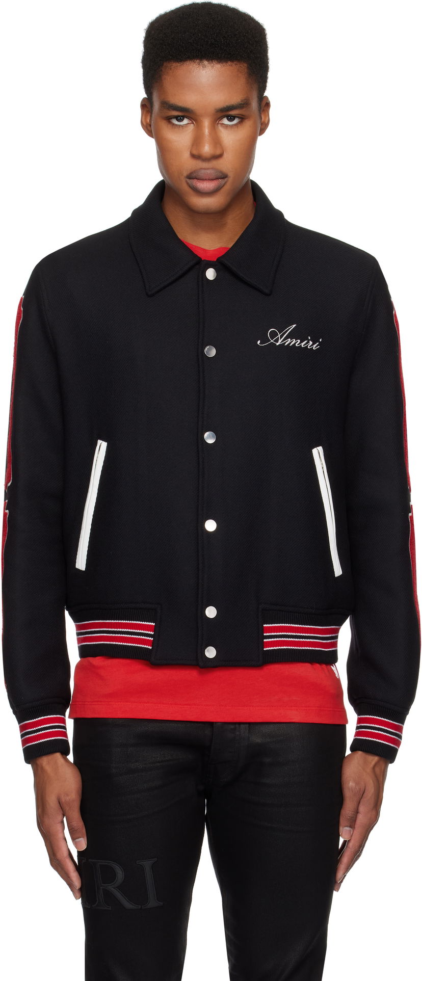 Bomber jakna AMIRI Bones Wool Bomber Jacket Crna | AMOUVY1009