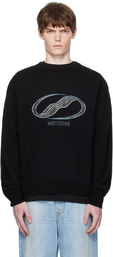 Džemper We11done We11done Logo Rhinestone Knit Pullover Crna | WD-KO2-25-652-U-BK, 0