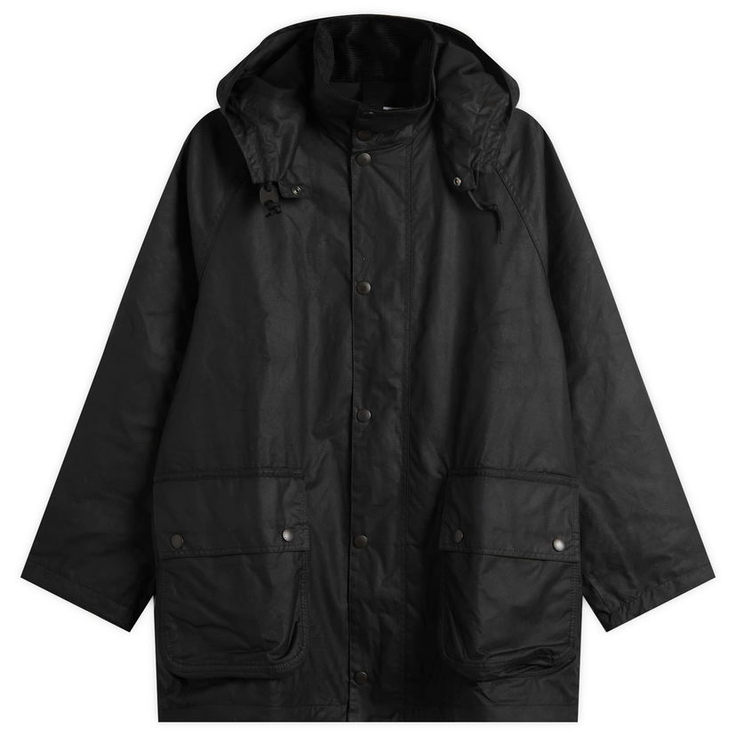 Parka Barbour Margaret Howell Stand Collar Wax Parka Jacket, Size Large Crna | MWX2513BK11