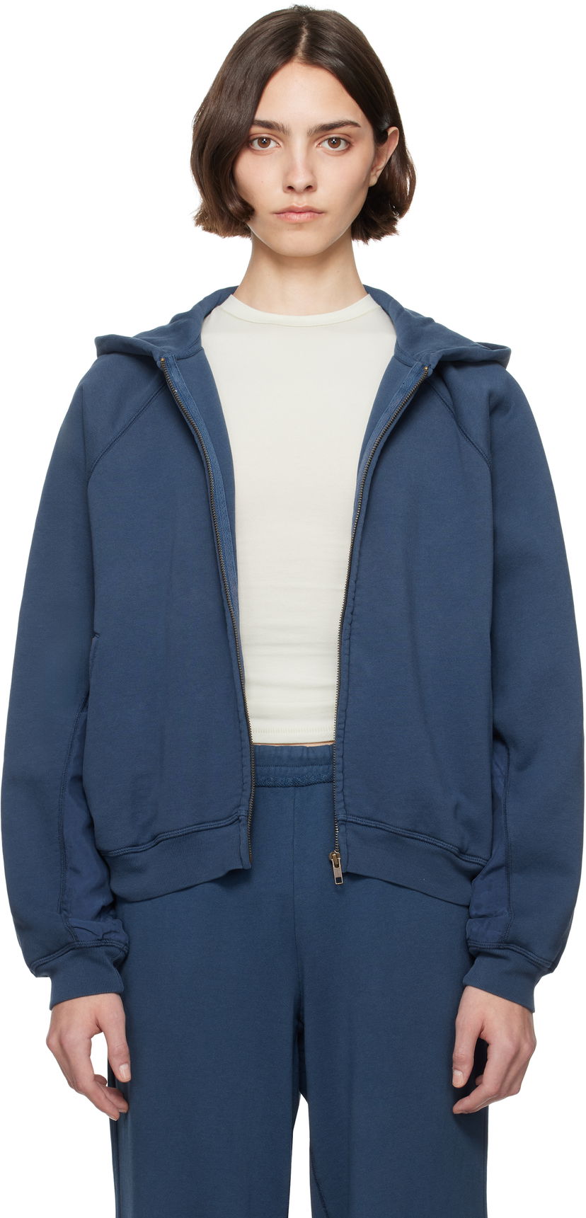 Dukserice SKIMS SKIMS French Terry Relaxed Zip Up Hoodie Plava | ZU-ZUP-7768W