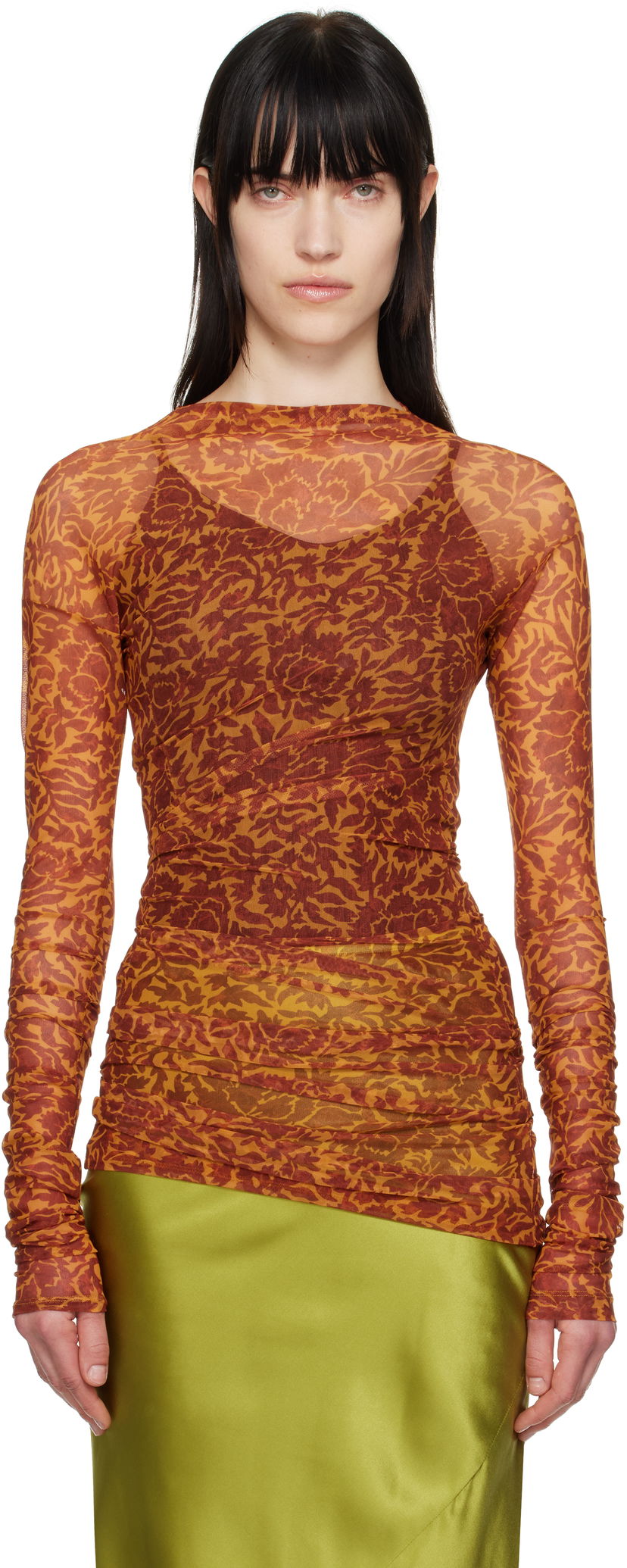 Majica kratkih rukava Dries Van Noten Dries Van Noten Printed Long Sleeve T-shirt Narančasta | 251-011161-1619