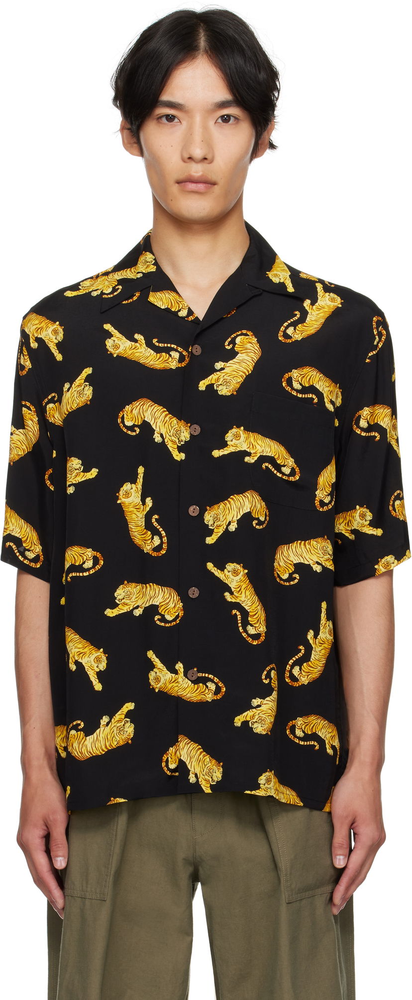 Košulja WACKO MARIA WACKO MARIA Tim Lehi Tiger Print Shirt Crna | 25SS-WMS-HI08