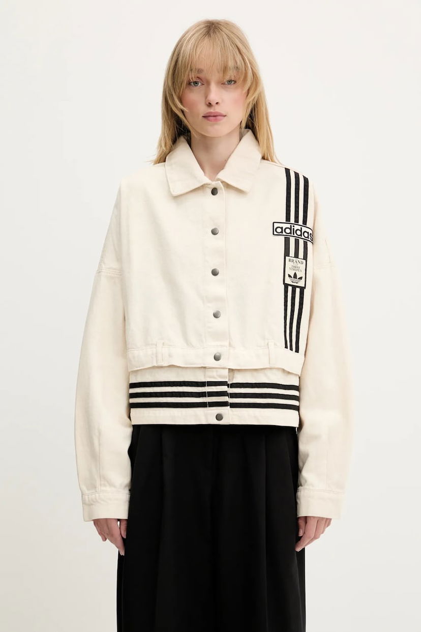 Jakna adidas Originals adidas Originals Denim Track Top Oversize Jacket Bež | JD5617