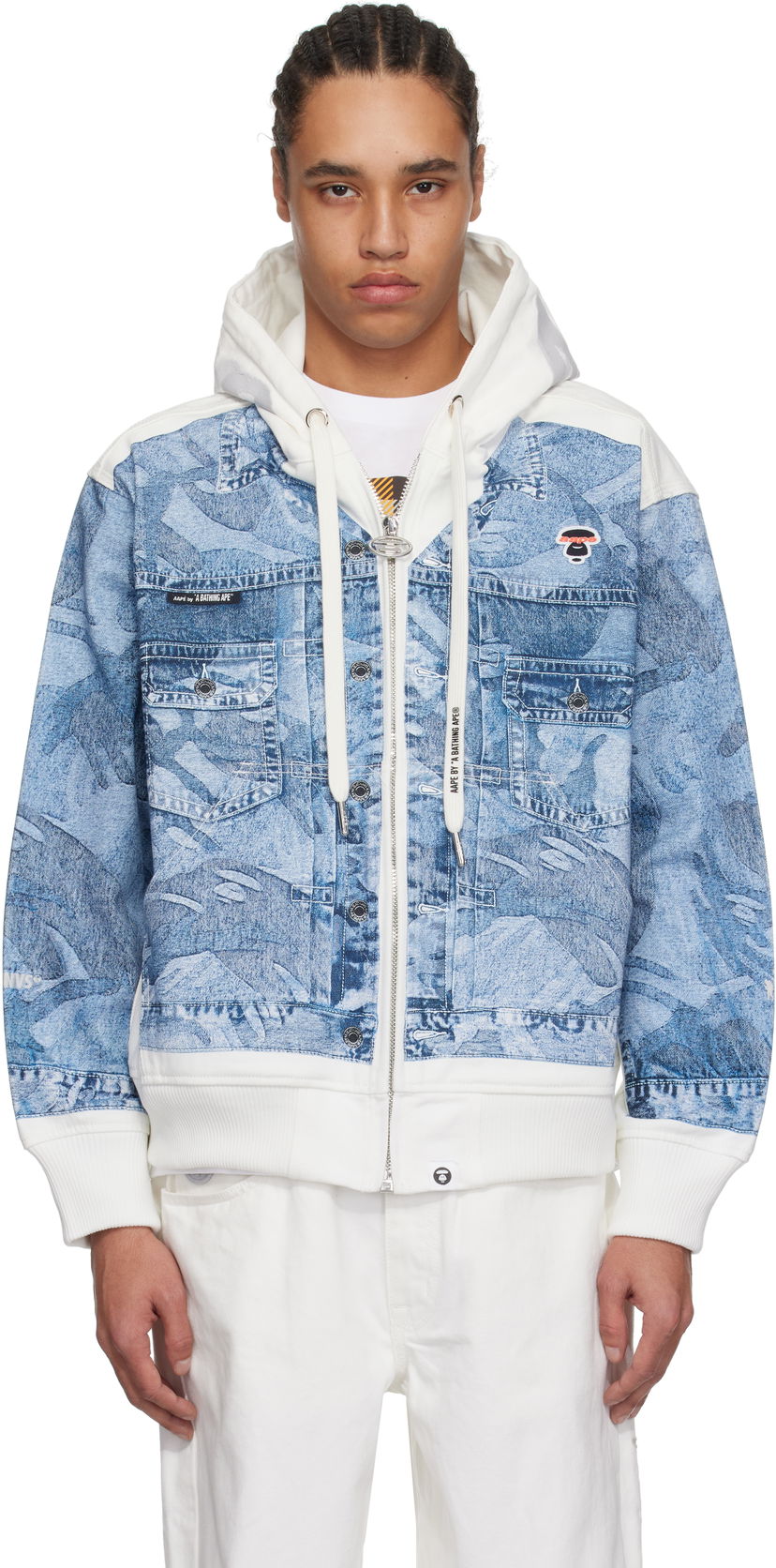 Dukserice AAPE by A Bathing Ape AAPE by A Bathing Ape 'AAPE' Main Lightweight Denim Hoodie Jacket Plava | AAPLJM7710XXNIVX