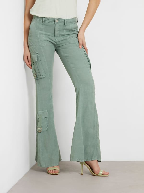 Hlače i traperice GUESS Mid Rise Cargo Pant Siva | W4GA88WG8N0