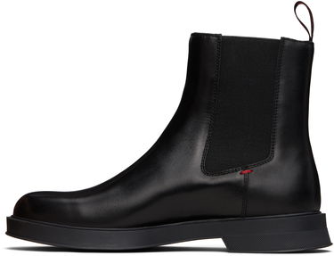 Odjeća BOSS Leather Chelsea Boots with Stacked Logo Crna | 50548489, 3
