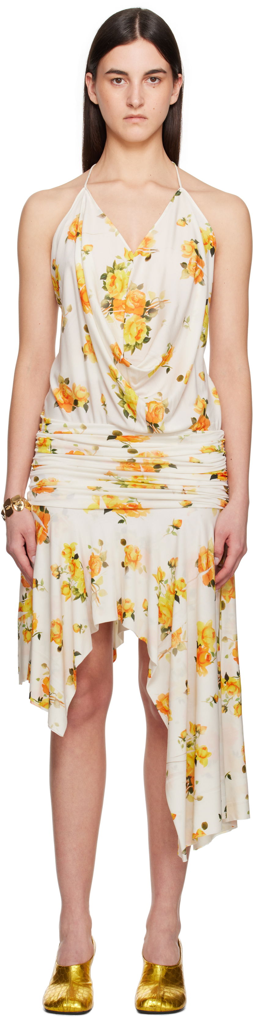 Haljina Acne Studios Acne Studios Strap Floral-Print Midi Dress Žuta | A20789-