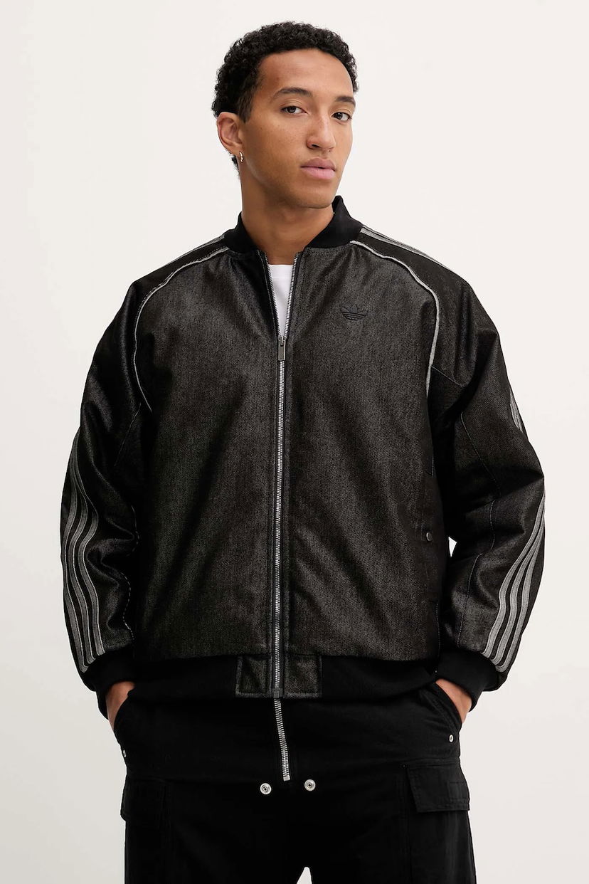 Bomber jakna adidas Originals adidas Originals Denim Bomber Jacket Oversize Crna | JY2796