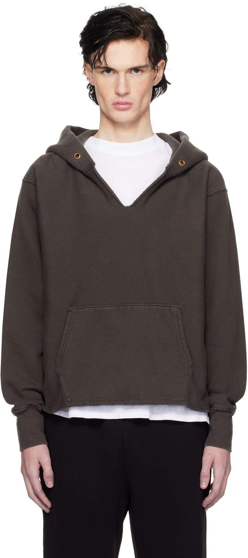 Dukserice LES TIEN Heavyweight Cropped Hoodie Smeđa | CF-1091
