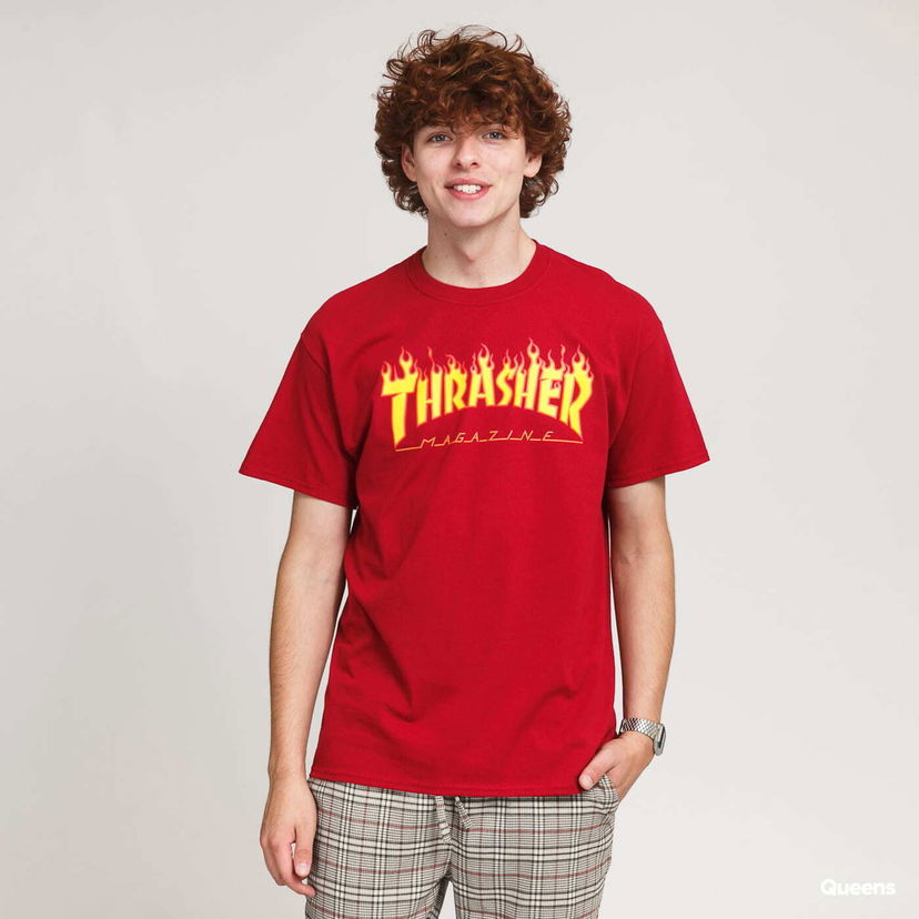 Majica kratkih rukava Thrasher Thrasher Flame Logo T-Shirt Crvena | 062126