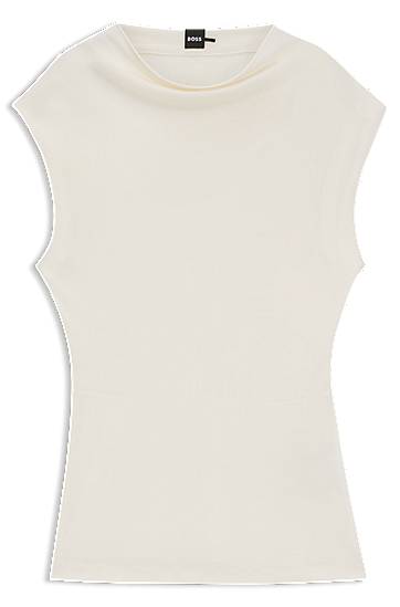 Majica bez rukava BOSS BOSS Matte High-Neck Sleeveless Top Bijela | 50541896