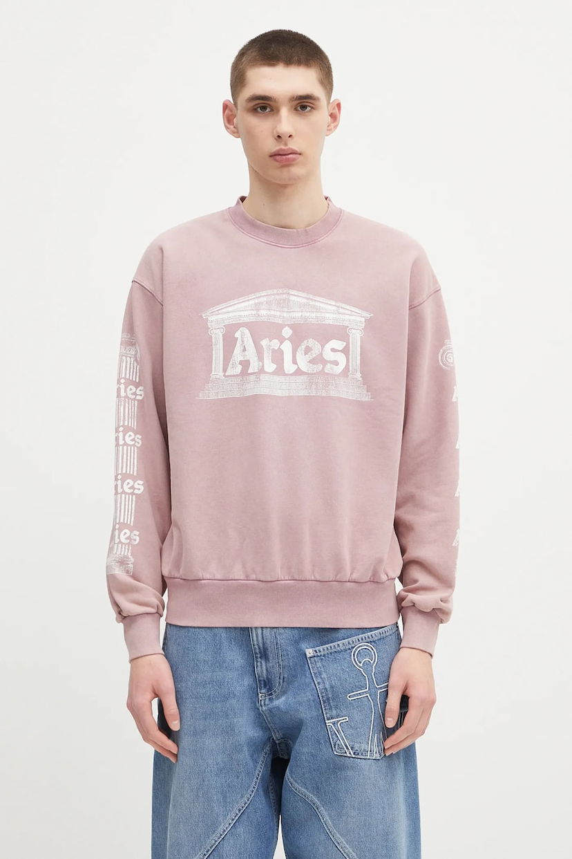 Dukserice Aries Aries Aged Ancient Column Graphic Sweatshirt Ružičasta | AR2003303