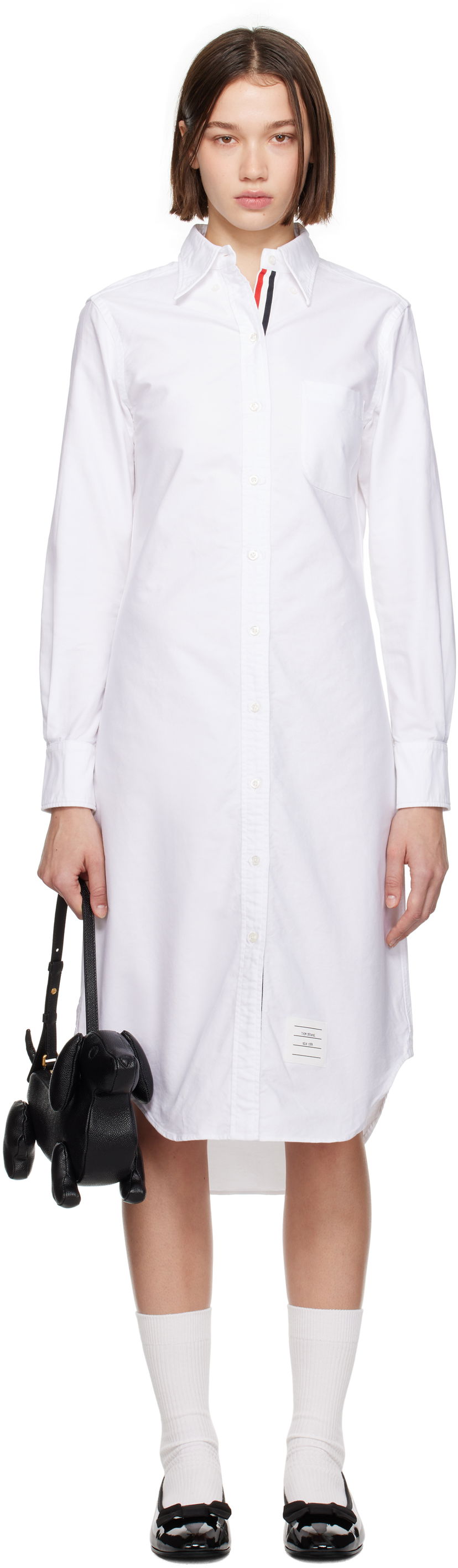Haljina Thom Browne Oxford Shirt Midi Dress Bijela | FDS001E-F0313