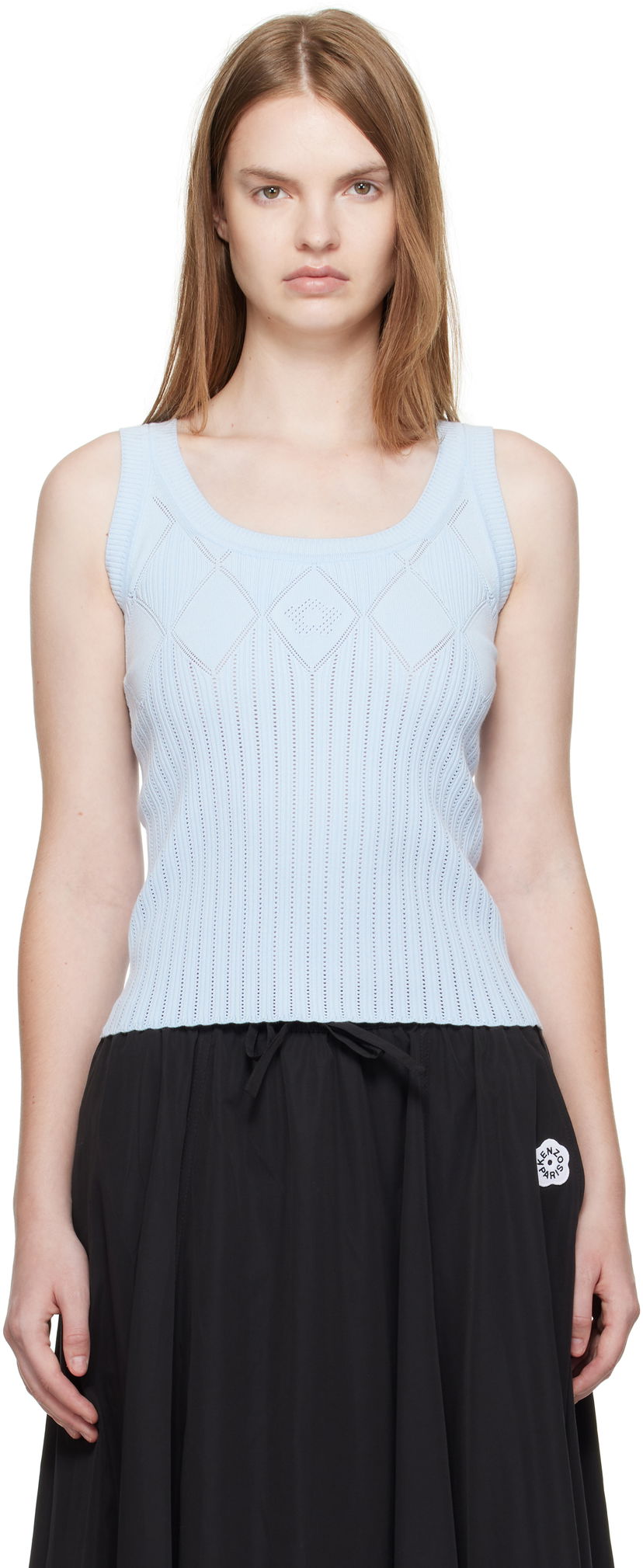 Majica bez rukava KENZO Kenzo Paris Textured Tank Top Plava | FF62TO6143CW