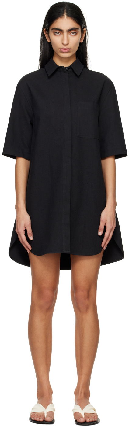 Haljina Loulou de Saison Loulou de Saison Basava Mini Shirt Dress Crna | BASAVA