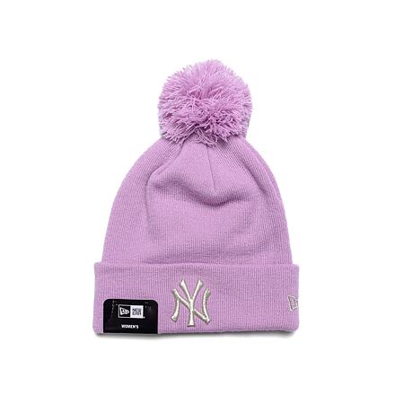 Kapica New Era MLB Womens Metallic Pom Beanie New York Yankees Pastel Purple One Size Ružičasta | 60364280