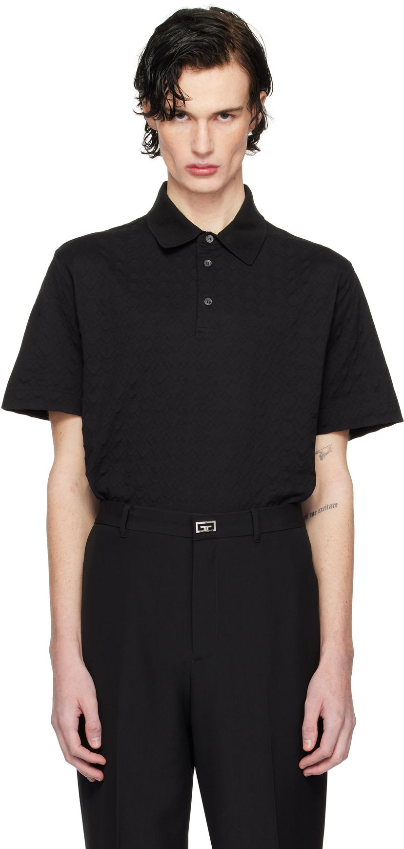Polo majica Givenchy Classic Fit Embroidered Polo Crna | BM71KR3YPA001