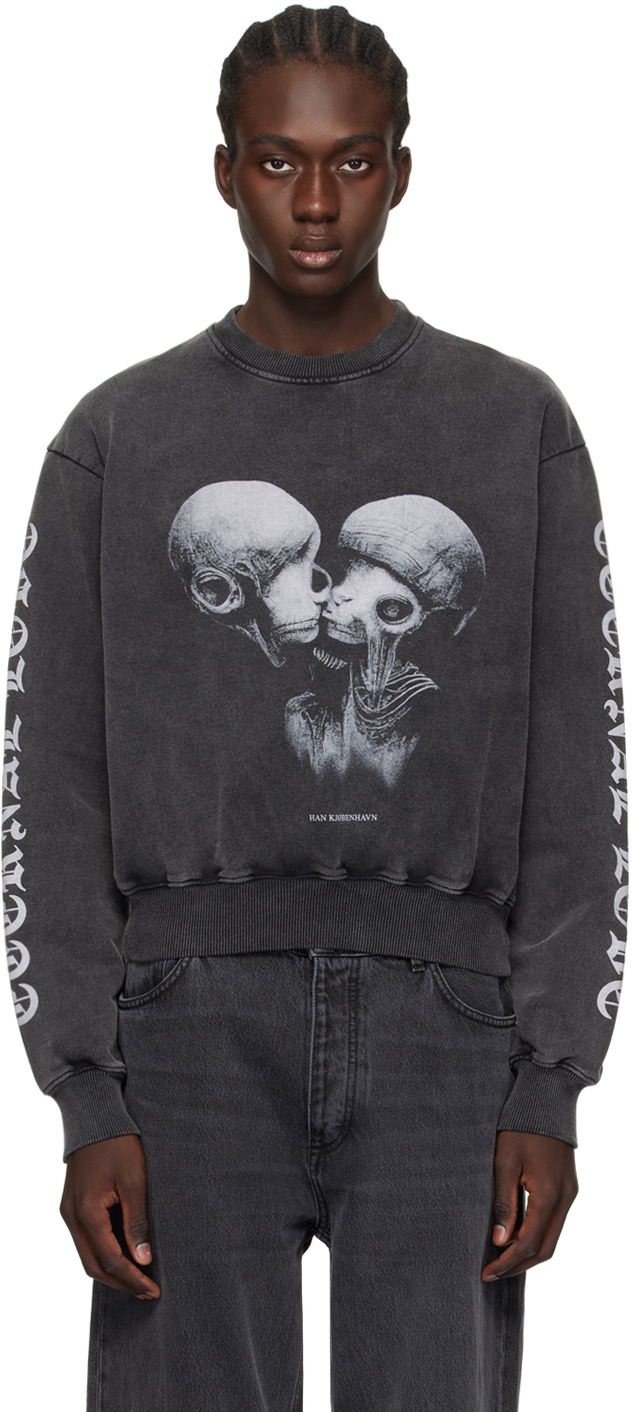Dukserice Han Kjøbenhavn Aliens Kissing Graphic Sweatshirt Crna | M-133224