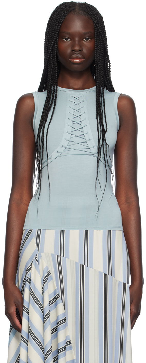 Majica bez rukava Miaou Miaou Zora Lace-Up Tank Top Plava | 7127TJBAIR