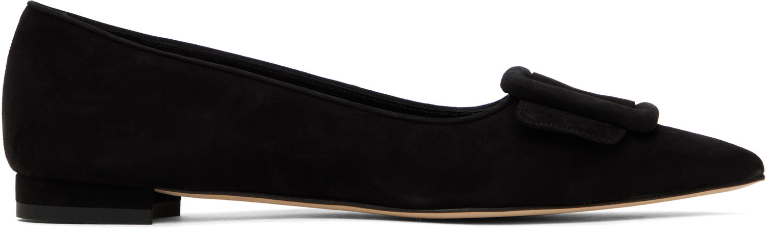 Odjeća Manolo Blahnik Manolo Blahnik Maysale Suede Ballerina Flats Crna | 322-2402, 0