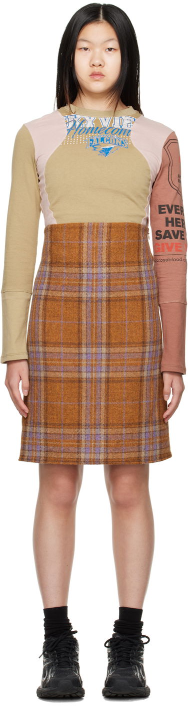 Suknja We11done Plaid Mini Dress Smeđa | WD-OP3-22-219-W-OR