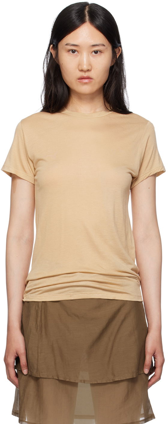 Majica kratkih rukava Baserange Semi-Sheer T-Shirt Bež | TOCT-BL-000