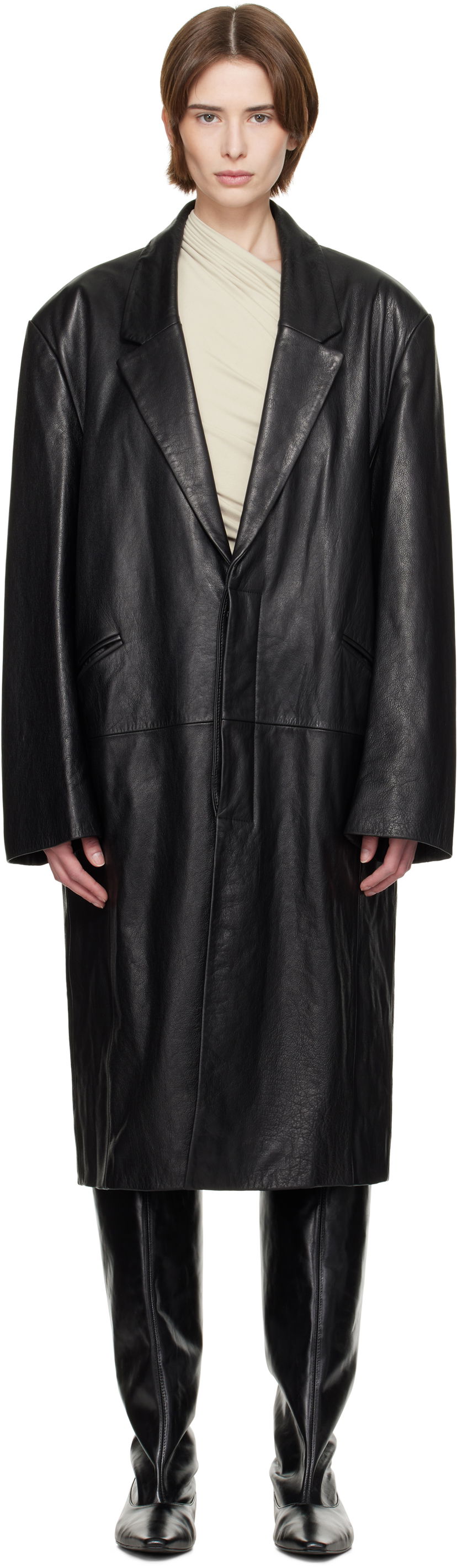 Kaputi Entire Studios Entire Studios Single Breasted Leather Coat Crna | ES2620BL