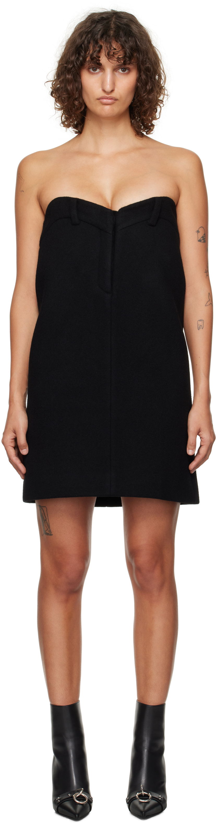 Haljina We11done We11done Sweetheart Mini Dress Crna | WD-OP3-24-119-W-BK