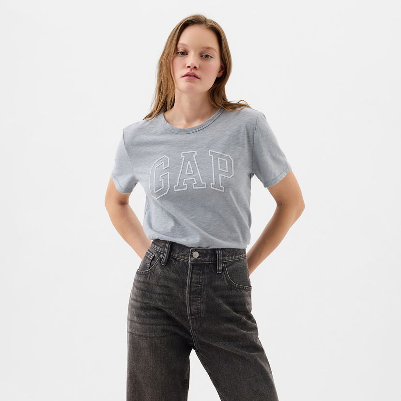 Majica kratkih rukava GAP Logo Slub Tee Crystal Blue Dusk Siva | 871344-00