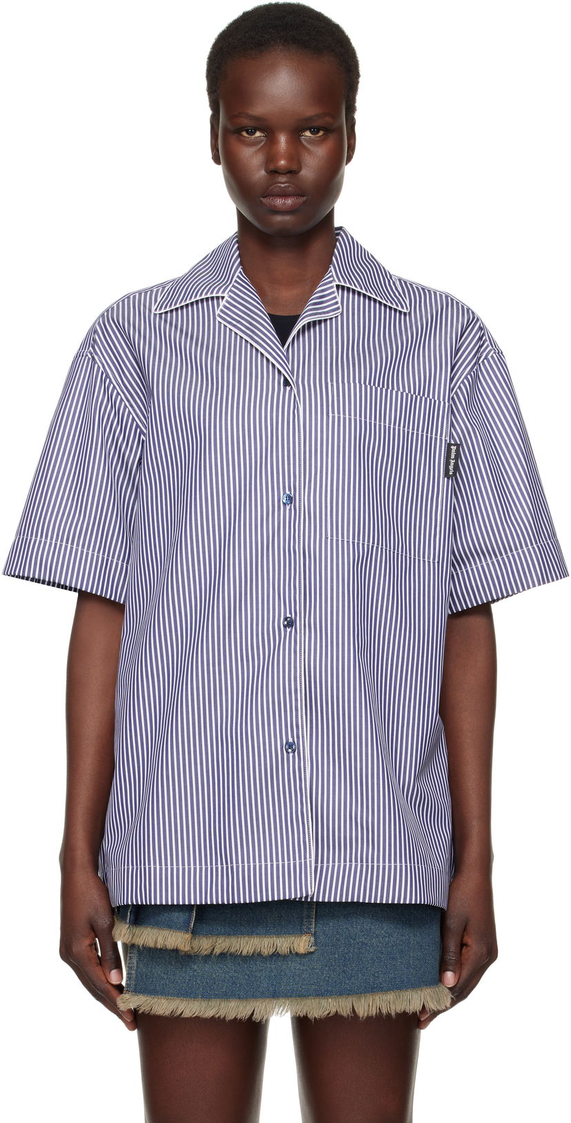 Košulja Palm Angels Striped Shirt Plava | PWGG005S25FAB0014603