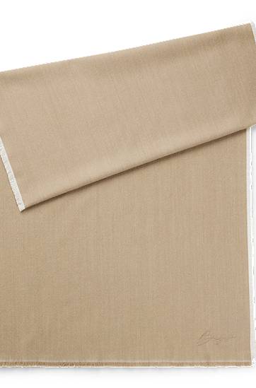 Šal BOSS Cotton-blend Scarf with Handwritten Logo Embroidery Bež | 50558638, 0