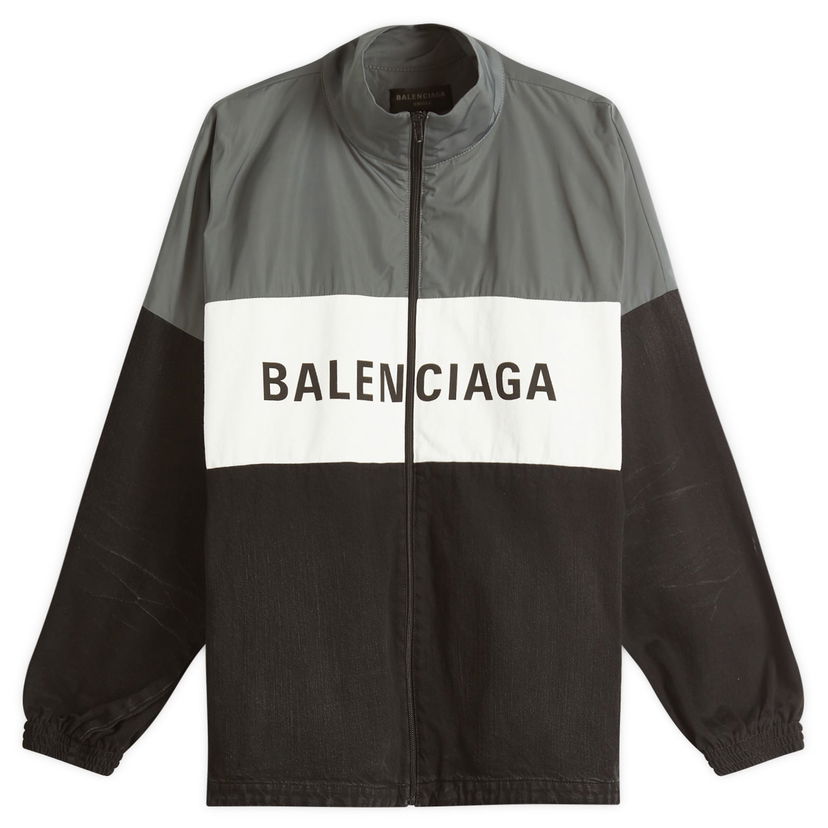 Vjetrovka Balenciaga Balenciaga Denim Zip-Up Jacket, Large Crna | 822843-TRW58-6412