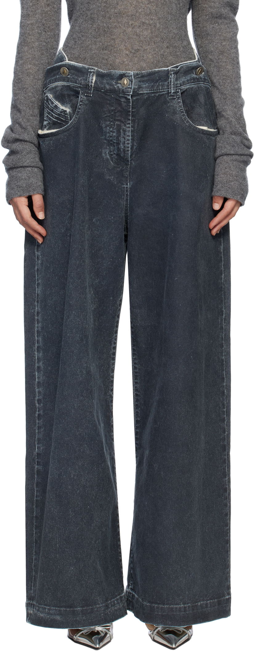 Jeans The Attico The Attico Long Wide-Leg Jeans Plava | 250WCP00190 DDD100AA