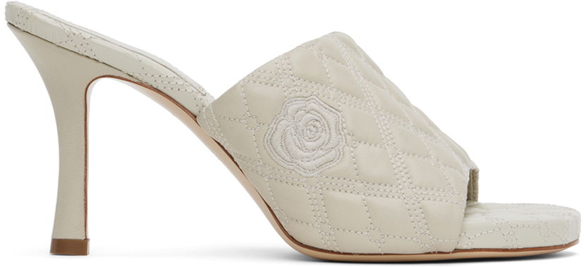 Njega cipela Burberry Burberry Quilted Rose Leather Heeled Sandals Bijela | 8092222
