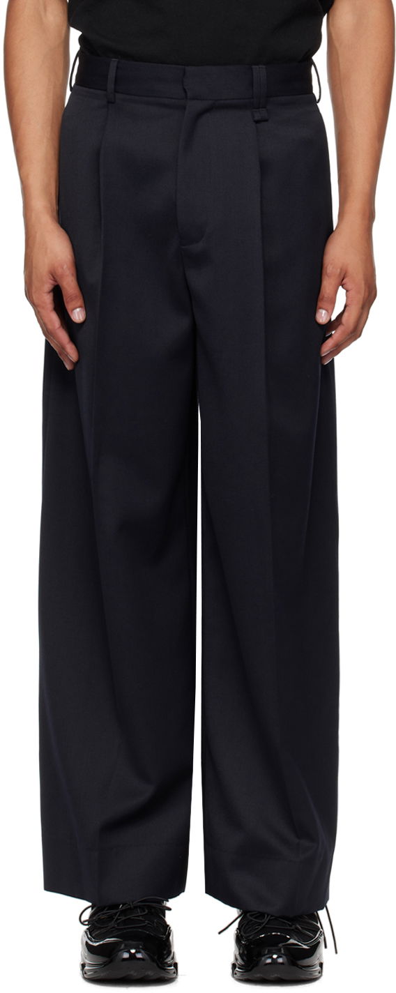 Hlače Simone Rocha Simone Rocha Pleated Wide Leg Trousers Tamnoplava | 4118 0458