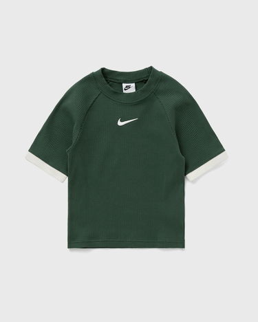Majica kratkih rukava Nike Ribbed Fitted Short Sleeve Top with White Cuffs Zelena | IO8894-323, 0