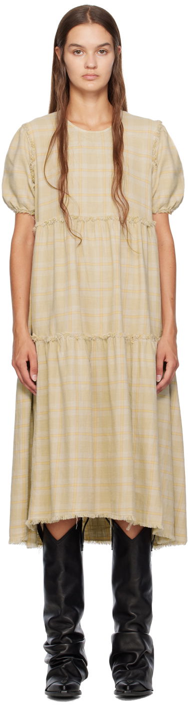 Haljina R13 R13 Shredded Relaxed Midi Dress Žuta | R13WR045-R260D