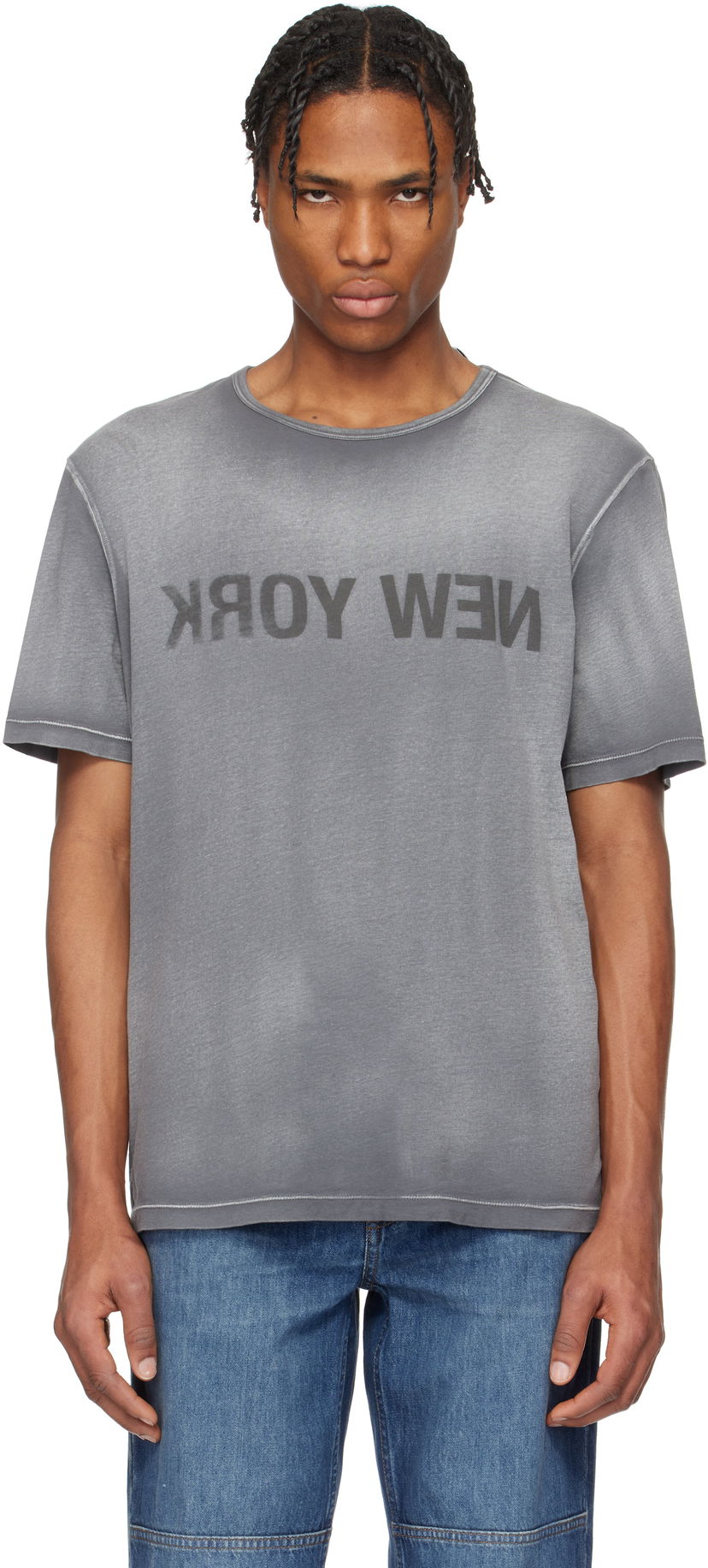Majica kratkih rukava Helmut Lang Helmut Lang Garment-Dyed 'New York' Tee Siva | O10HM508
