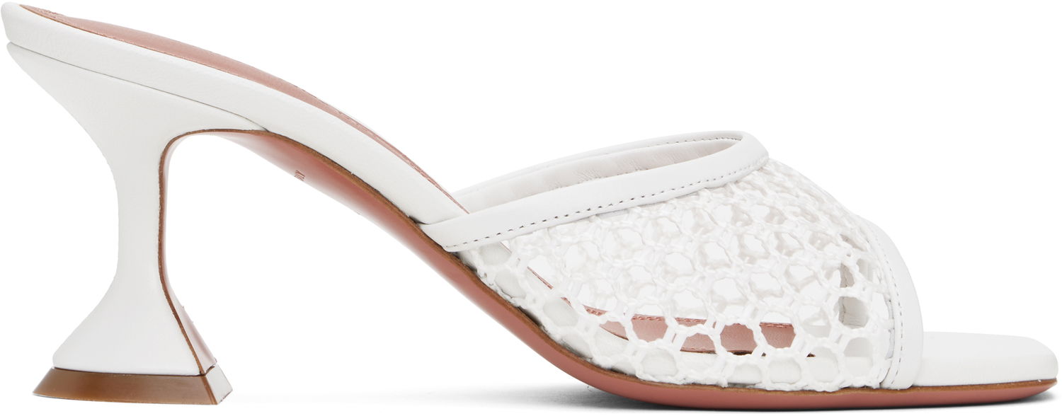 Njega cipela Amina Muaddi Amina Muaddi Lupita Net 70 Heeled Sandals Bijela | LUPITA NET 70, 0