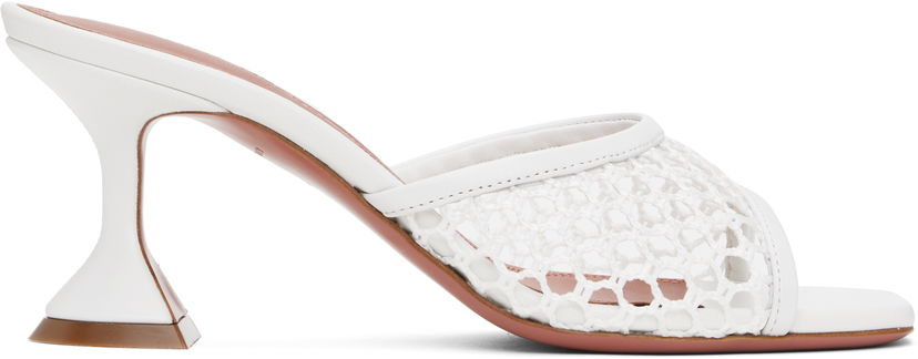 Njega cipela Amina Muaddi Amina Muaddi Lupita Net 70 Heeled Sandals Bijela | LUPITA NET 70