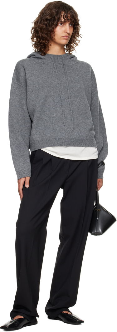 Dukserice Loulou de Saison Loulou de Saison Sarla Cashmere Cropped Hoodie Siva | SARLA LDS, 3