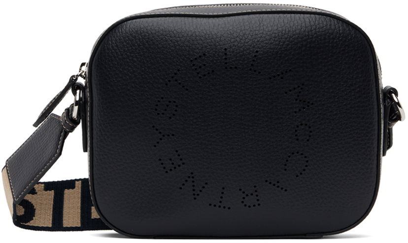 Torba za rame Stella McCartney Mini Camera Perforated Logo Shoulder Bag Crna | 700266WP0057