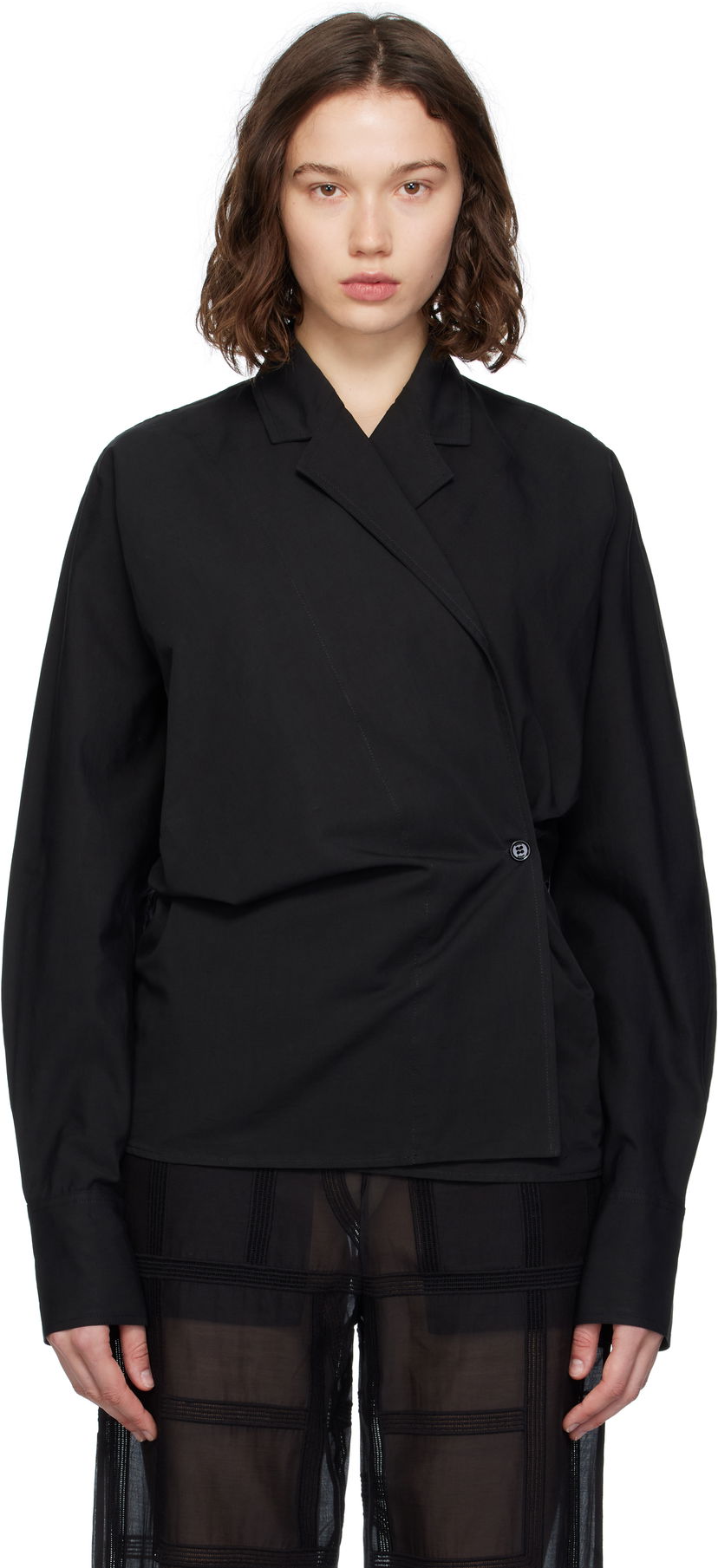 Košulja TOTEME TOTEME Wrap Blouse Crna | 253-WRT0543-FB0425
