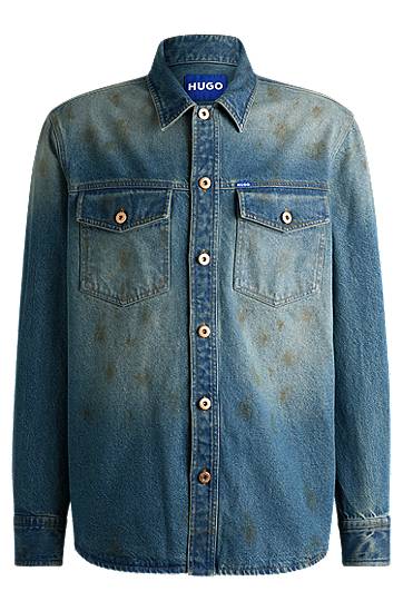 Košulja BOSS HUGO Loose-Fit Denim Shirt with Used Effects Plava | 50534187