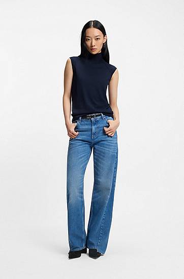 Tenisice i cipele BOSS Suede Ankle Boots with Block Heel and Pointed Toe Crna | 50548812, 1