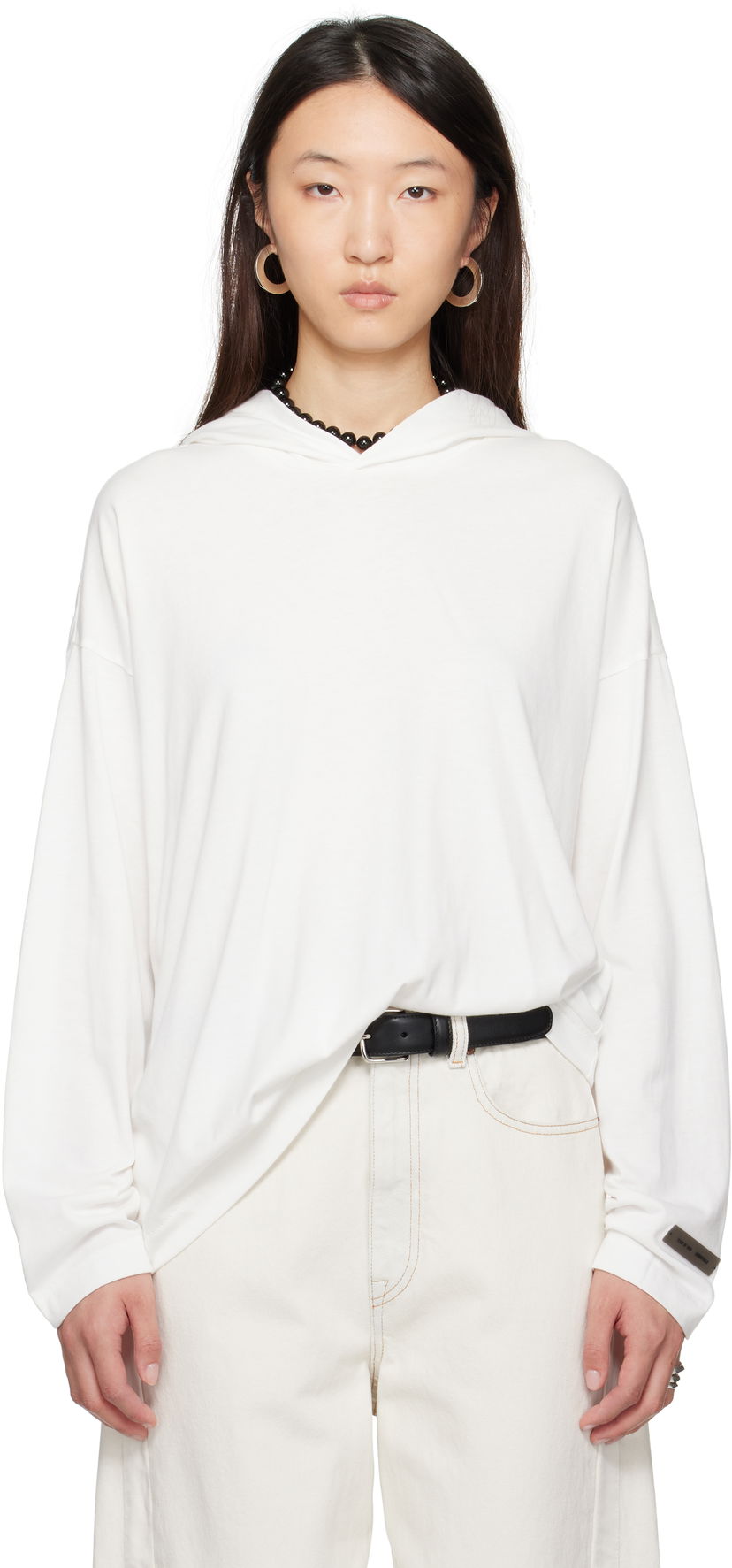 Dukserice Fear of God Fear of God ESSENTIALS Long Sleeve Hoodie Bijela | 125SP257044FW