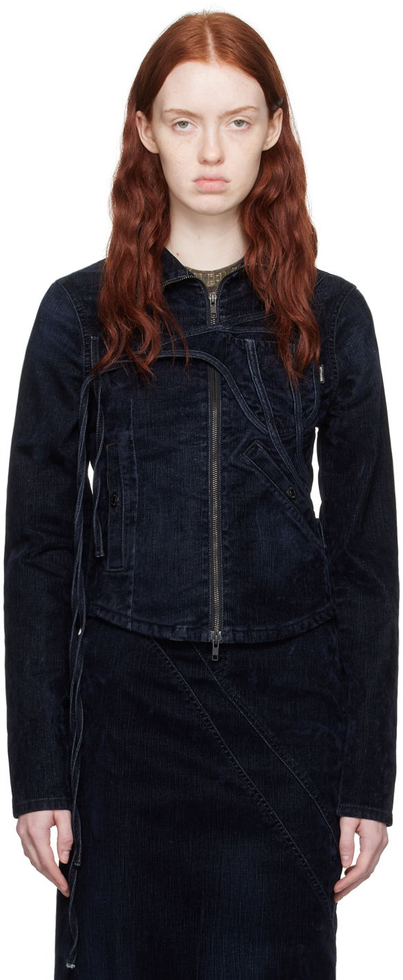 Jakna Ottolinger Ottolinger Fitted Denim Jacket Tamnoplava | 1703310