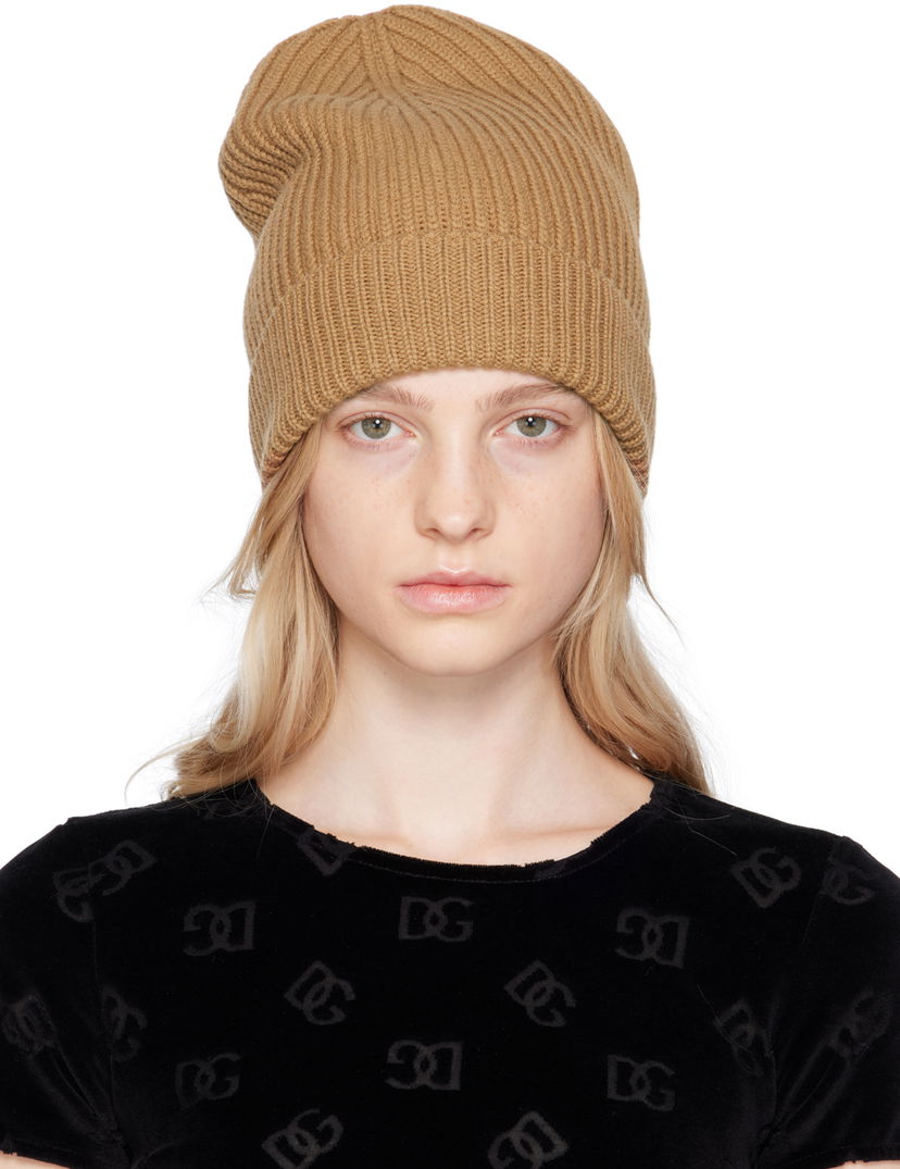 Kapica Dolce & Gabbana Beige Ribbed Beanie Bež | FXL68T JFMU9