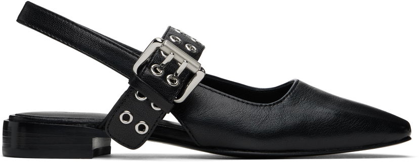 Odjeća rag & bone Rag & Bone Astra Leather Slingback Slippers Crna | WFF24SF002TB2