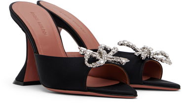 Dodaci Amina Muaddi Amina Muaddi Rosie Slipper Heeled Sandals Crna | ROSIE SLIPPER CL SATIN, 3